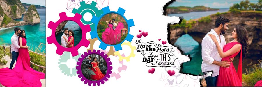 Creative pre-wedding photo album design PSD 12x36