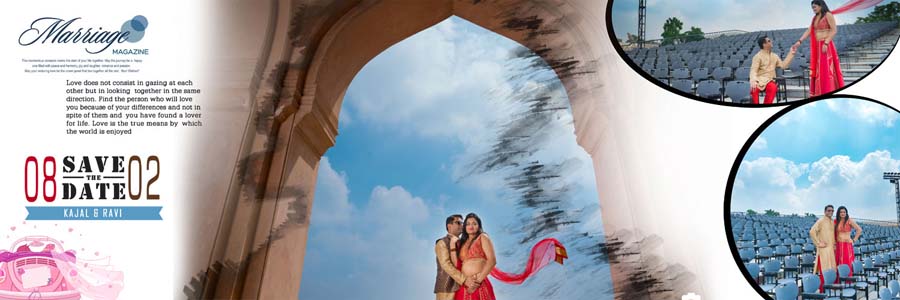 Modern pre-wedding photo album PSD layout 12x36
