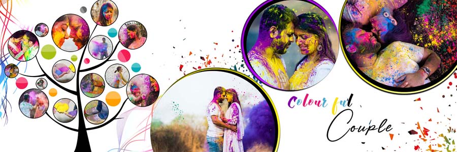 Pre-wedding couple album page design for Photoshop users