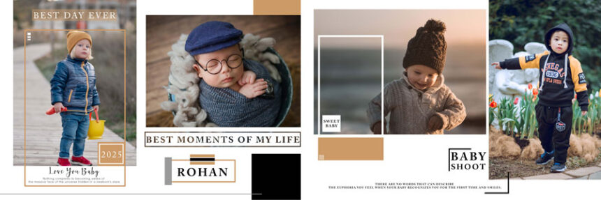 Newborn Baby Photo Album Design 12x36 PSD Template 09
