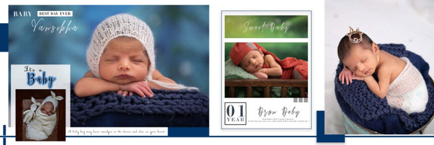 Newborn Baby Photo Album Design 12x36 PSD Template 01