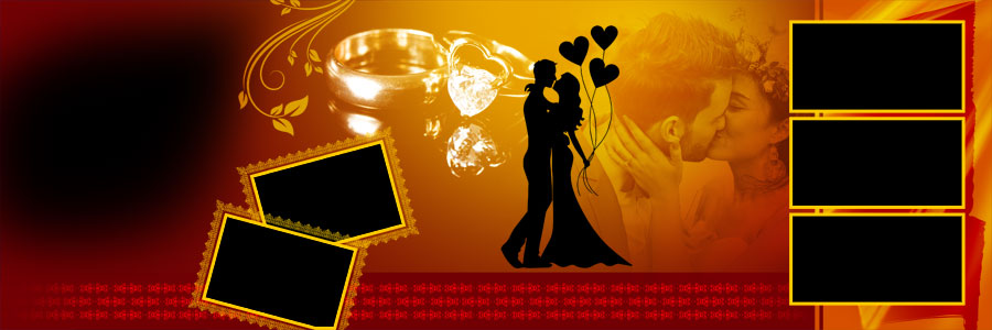 12x36 wedding album PSD floral overlay background and photo frames
