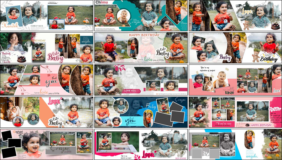 25 Latest 2021 Birthday Photo Album Design 12x36 PSD Templates