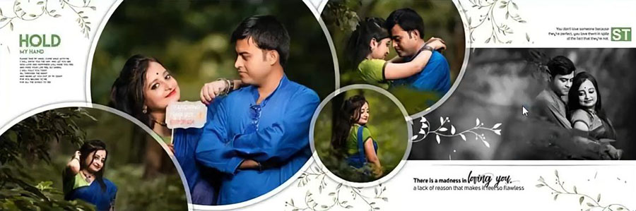 Free Modern Pre-Wedding Photo Album Design PSD Templates 12x36