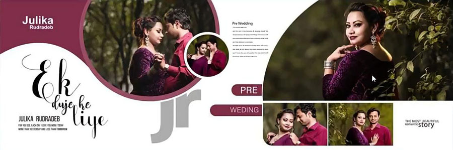 Free Modern Pre-Wedding Photo Album Design PSD Templates 12x36