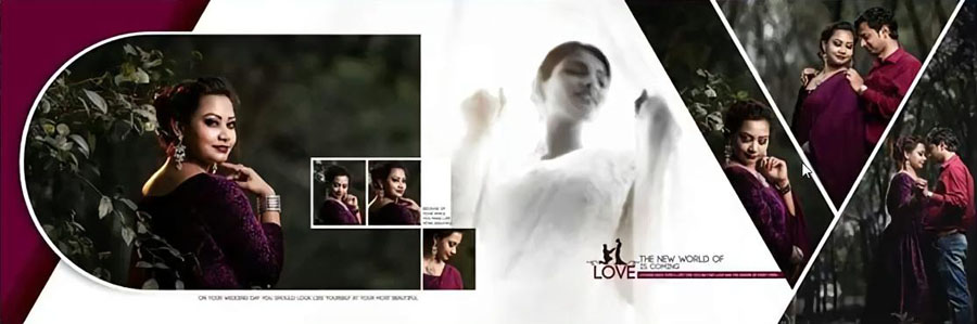 Free Pre-Wedding Album Design PSD Templates 12x36