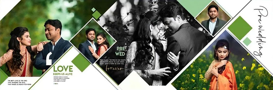 Free Pre-Wedding Album Design PSD Templates 12x36