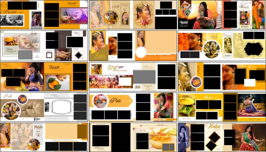 20 Haldi Ceremony Album Design PSD Free Download