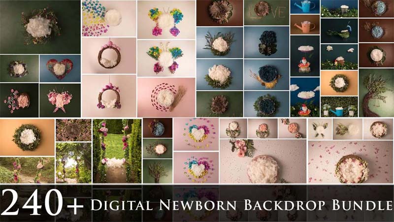 240+ Digital Newborn Backdrop Bundle