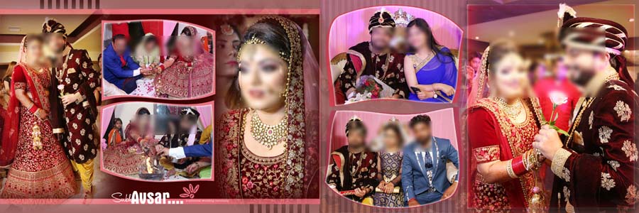 family wedding album layout PSD with creative portrait design