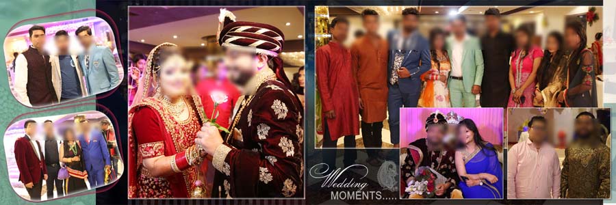 wedding album PSD template featuring family and couple photos