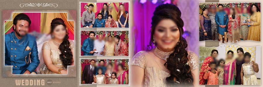12x36 wedding album design PSD template with stylish photo frames