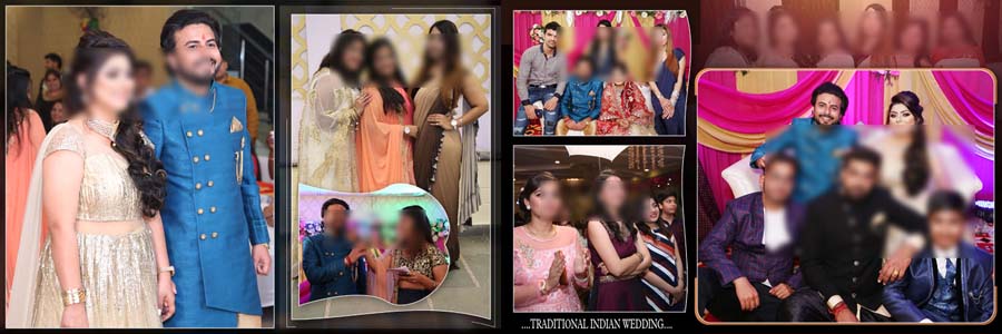 creative wedding album design PSD for group and family photos