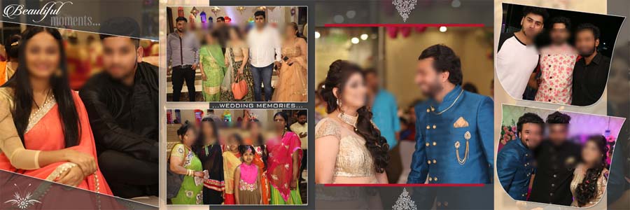 family wedding album PSD template with elegant photo arrangement