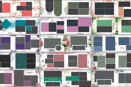 Elegant Floral Wedding Album Design 12x36 PSD Templates 2025