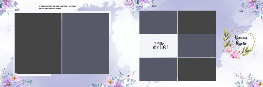 Modern Floral Wedding Album Design 12x36 PSD