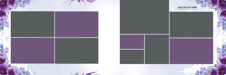Modern Floral Wedding Album Design 12x36 PSD