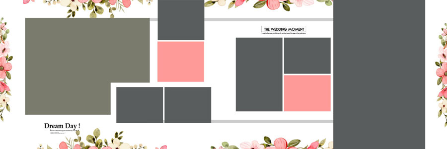 Modern Floral Wedding Album Design 12x36 PSD