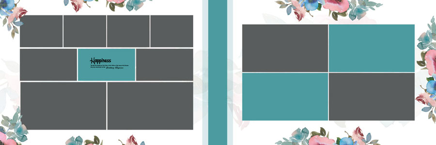 Modern Floral Wedding Album Design 12x36 PSD