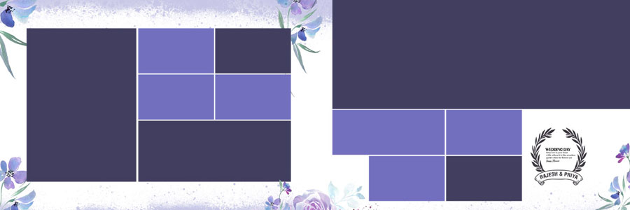 Modern Floral Wedding Album Design 12x36 PSD