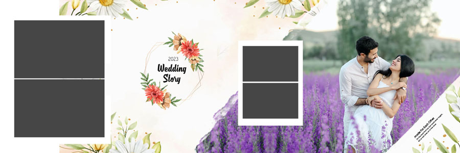 Modern Floral Wedding Album Design 12x36 PSD