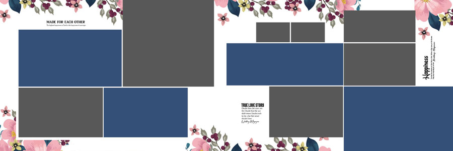 Modern Floral Wedding Album Design 12x36 PSD