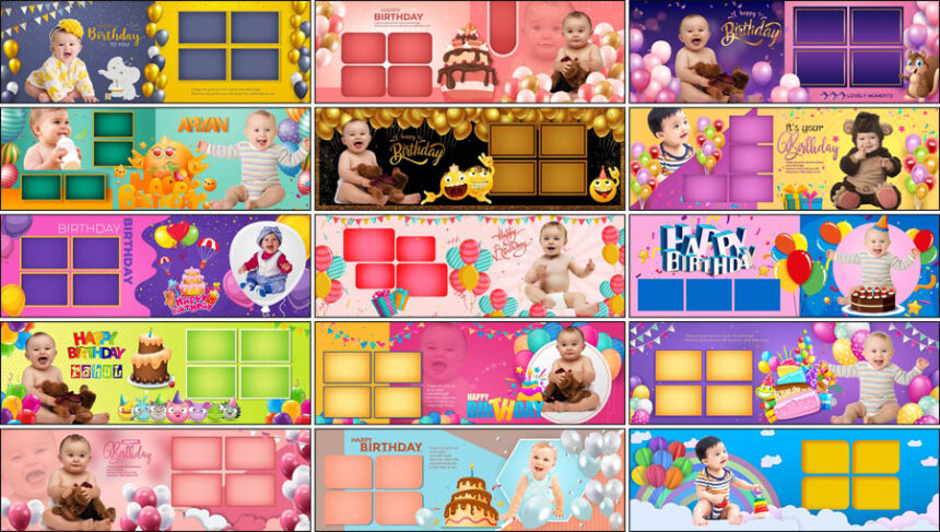 1st Birthday Album Design 12x36 PSD Free Download