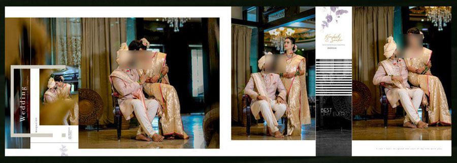 12x36 album PSD template classic indoor couple portraits with vertical accent strip