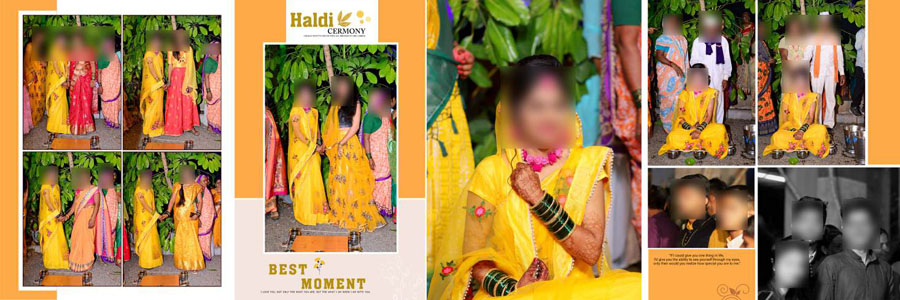 Haldi ceremony album PSD template 1 — 12x36 editable wedding album PSD