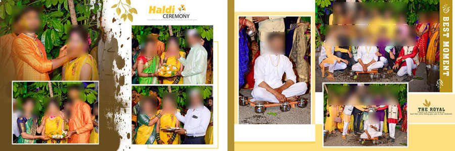 Haldi ceremony album design PSD template 15 — 12x36 high-quality editable PSD