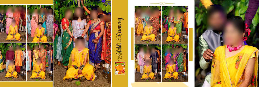 Haldi album design PSD template 4 — premium 12x36 editable wedding layout