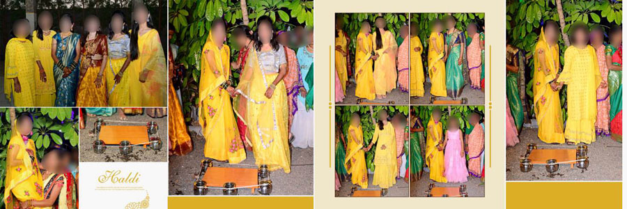 Haldi ceremony album PSD template 5 — 12x36 editable design for wedding photos