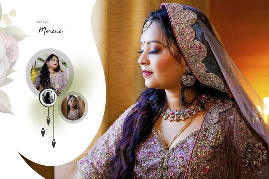 Ornate couple portrait wedding album cover PSD 12x18 template