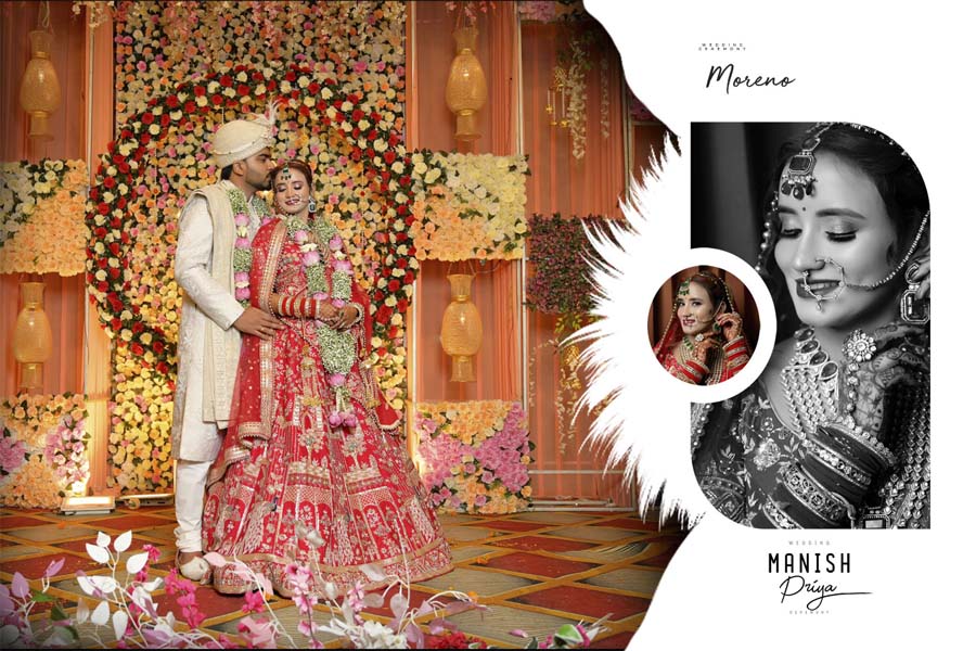 Traditional couple portrait wedding album cover 12x18 PSD design