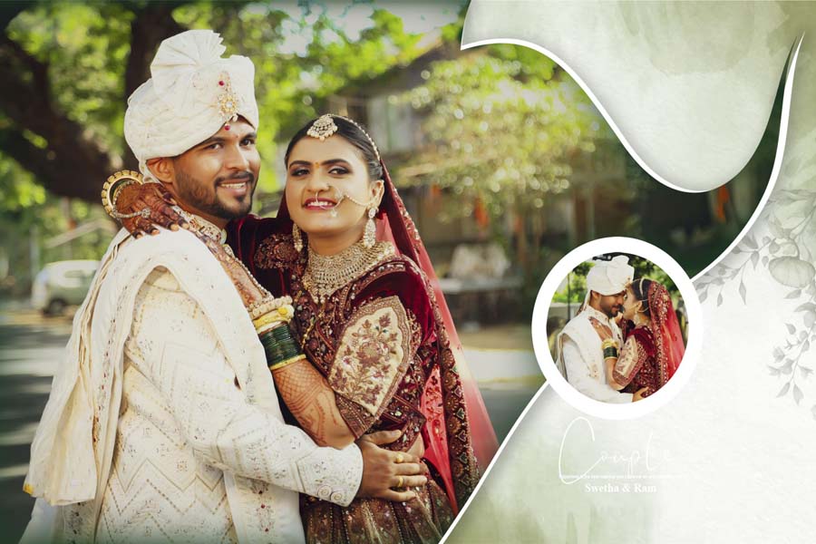 Decorative couple portrait wedding cover PSD 12x18 smart object