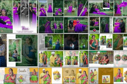 15 Maternity Couple Album Design 12x36 PSD Templates
