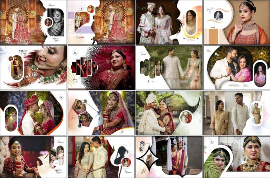 25 Couple Portrait Wedding Album Cover PSD Templates 12x18