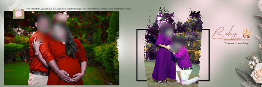 High Resolution Baby Shower Album Design PSD 12x36