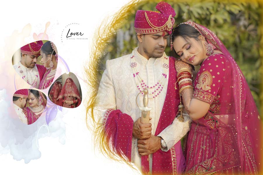 Elegant reception album cover 12x18 PSD for Indian weddings