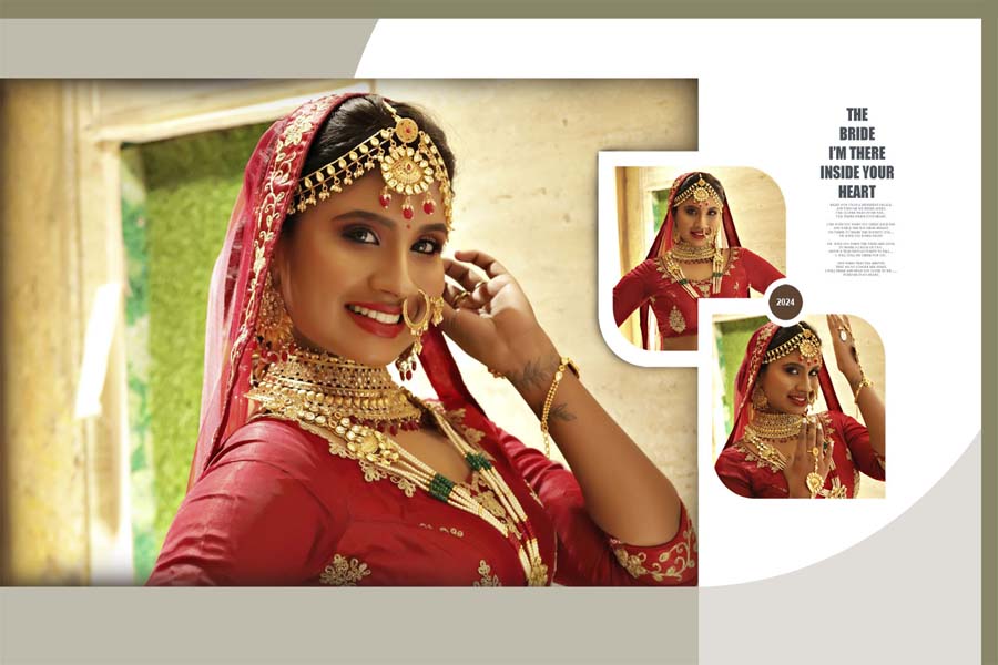 Bridal portrait wedding album cover 12x18 PSD Indian style