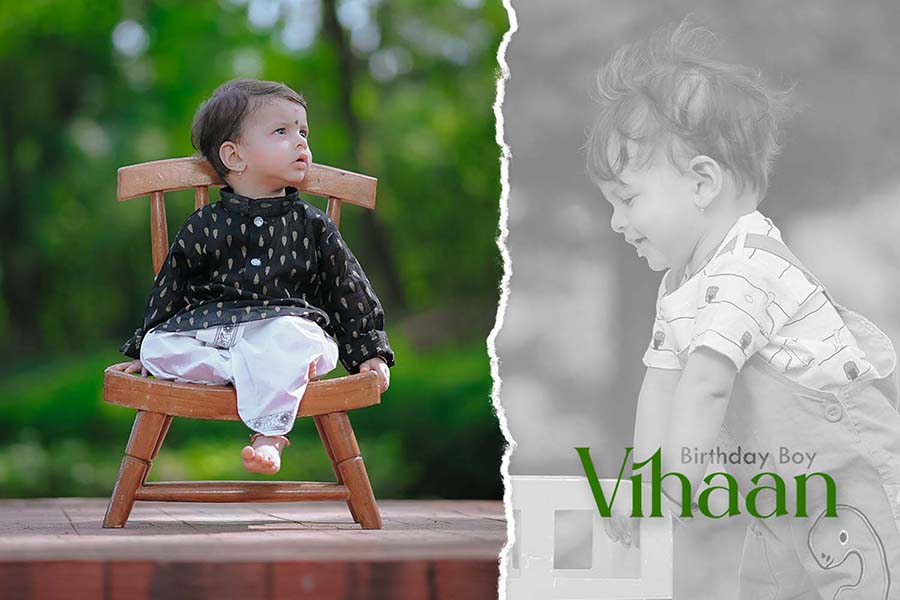 Stylish baby first birthday album cover PSD sheet 12x18