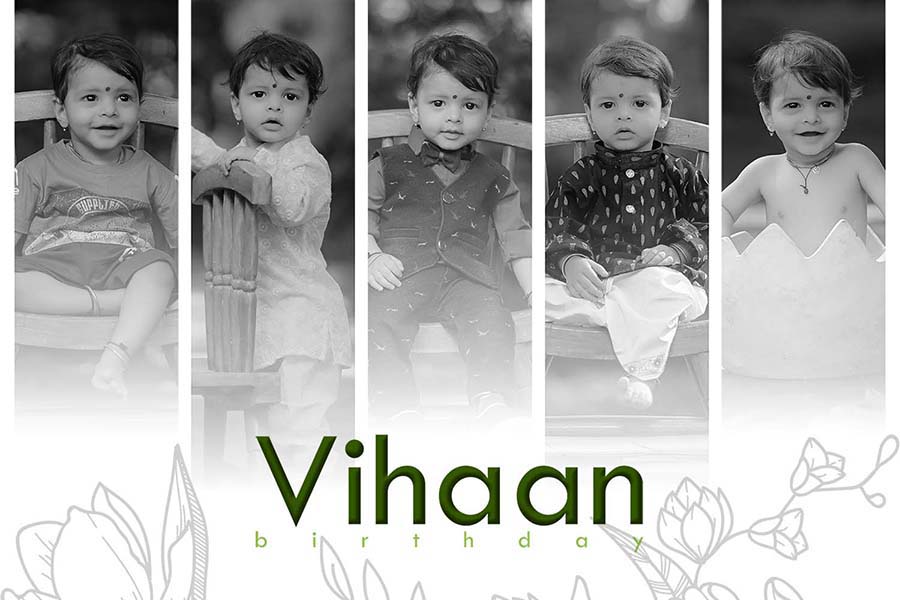12x18 baby birthday album cover template fully editable PSD