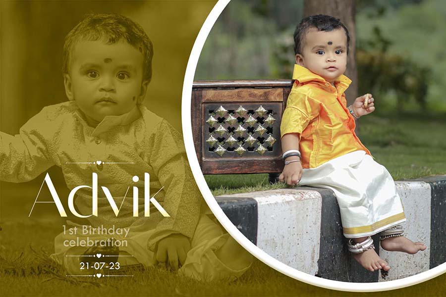Professional baby birthday album PSD cover design 12x18 size