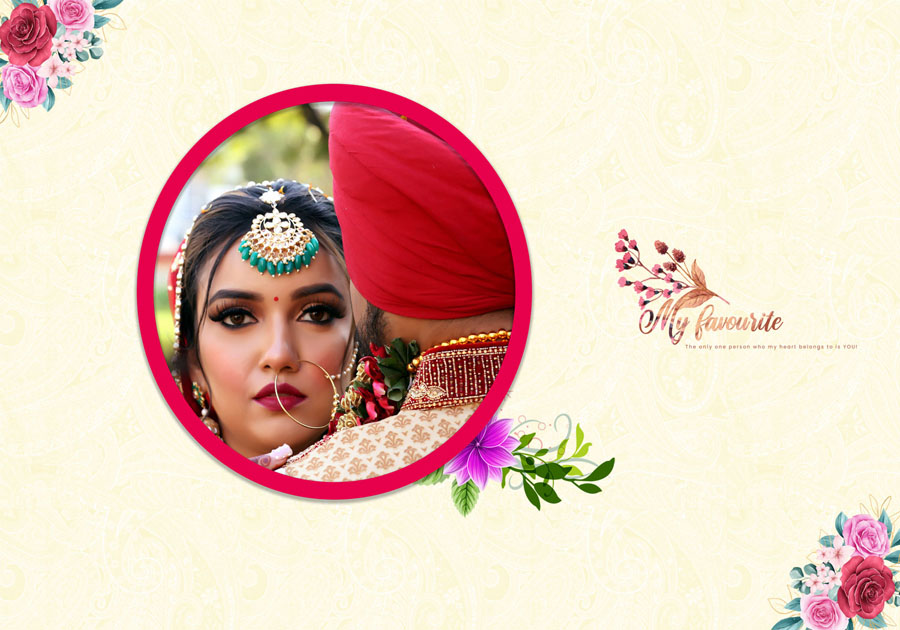 Indian wedding album back cover PSD 14x20 with traditional motifs