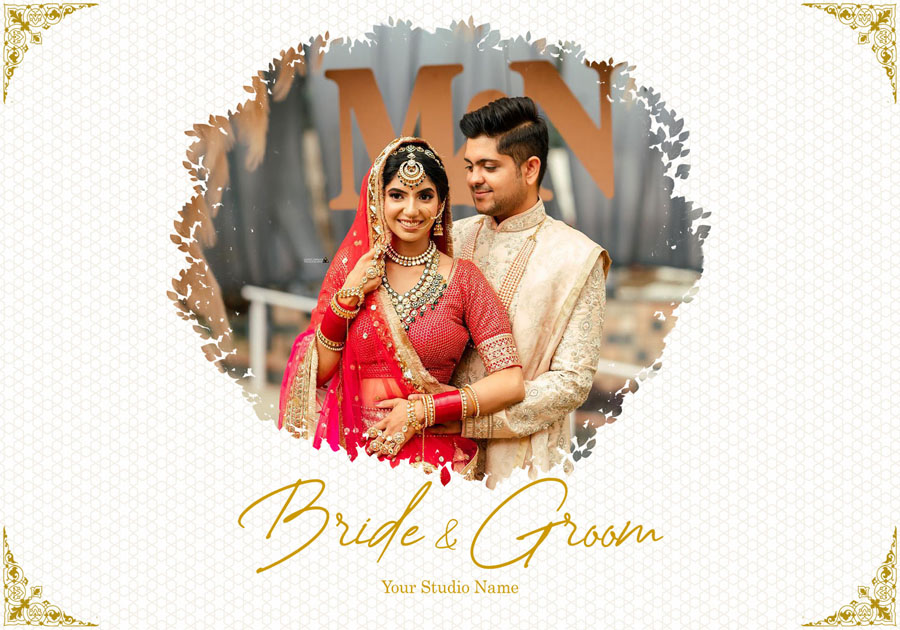 Contemporary wedding album back cover design 14x20 PSD