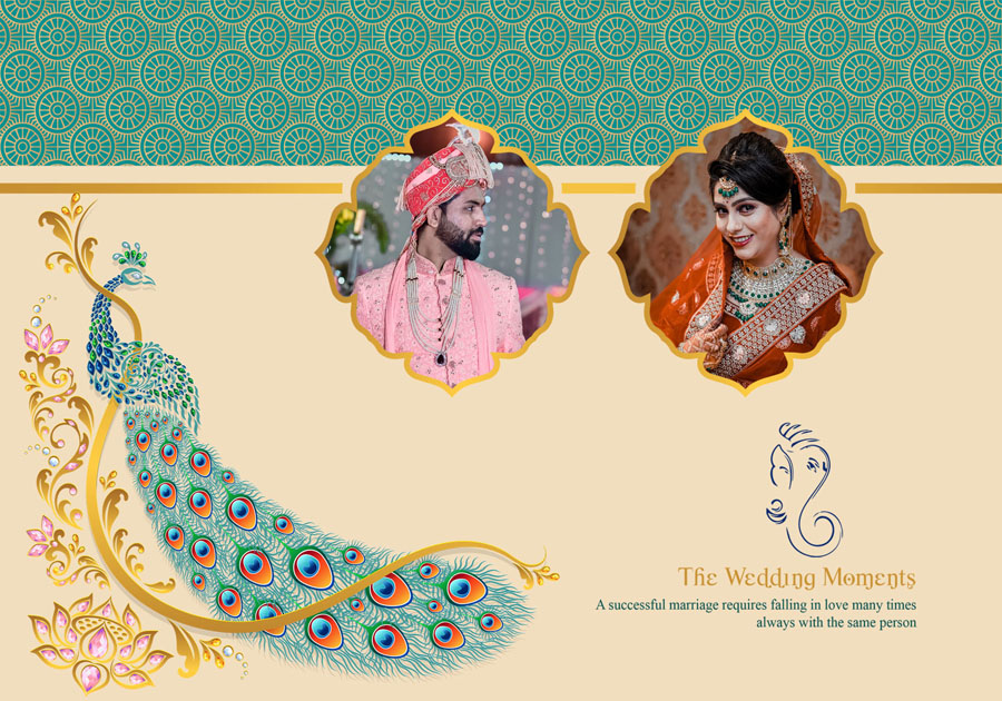 Premium wedding album back cover PSD 14x20 for creative projects