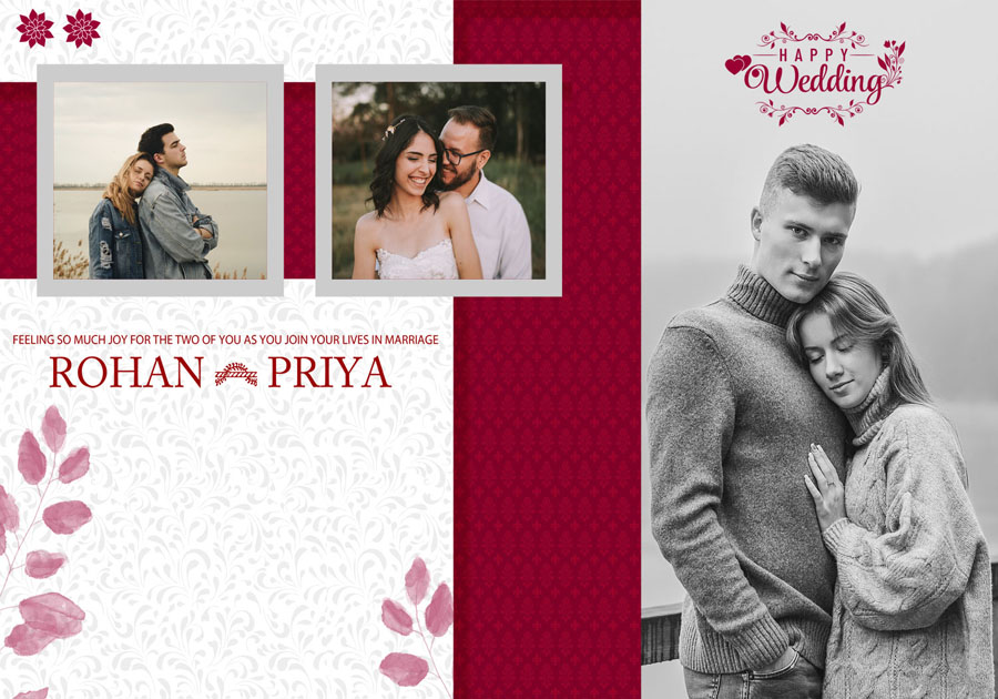 Elegant wedding album back cover PSD 14x20 with soft textures