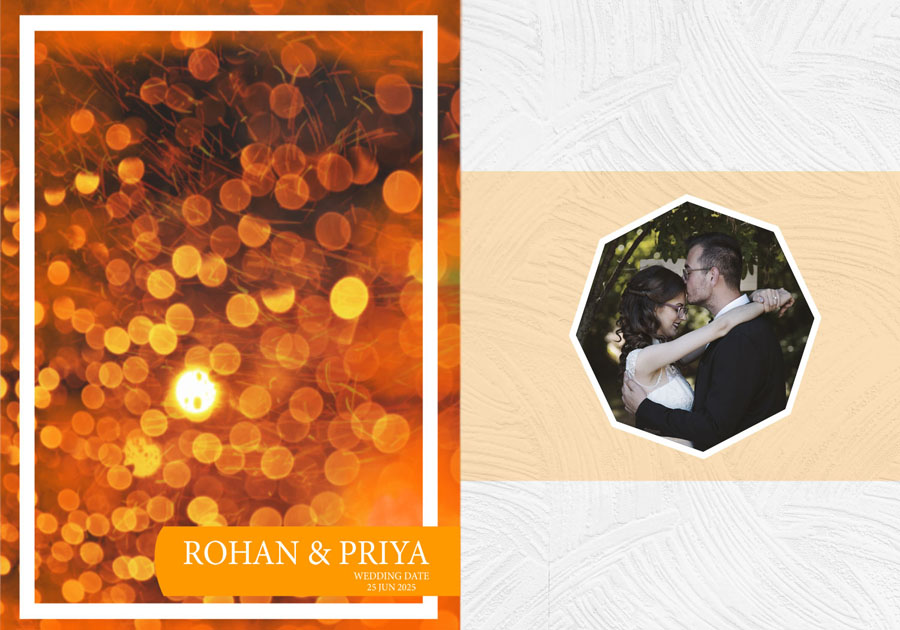 Classic wedding album back cover PSD 14x20 with elegant frame