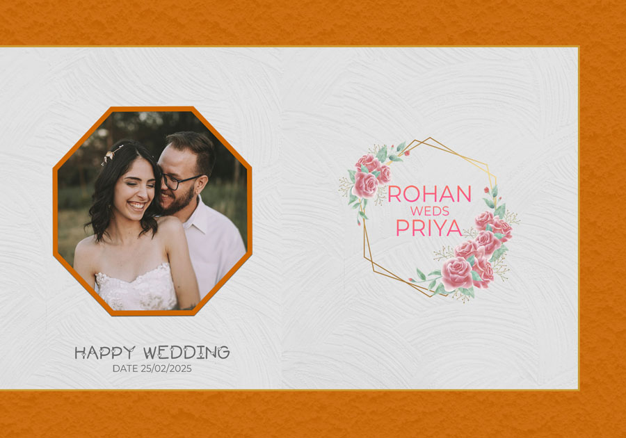 Modern wedding album back cover PSD 14x20 with decorative elements