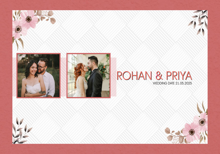 Elegant wedding album back cover PSD 14x20 for luxury albums